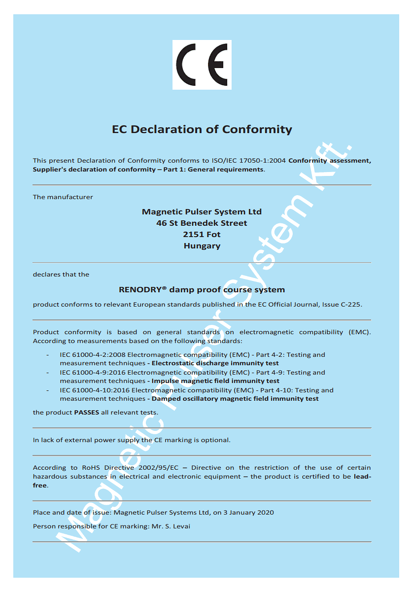 CE Declaration of Conformity